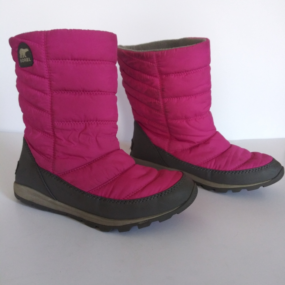 Sorel "whitney mid" waterproof lined snow boots.